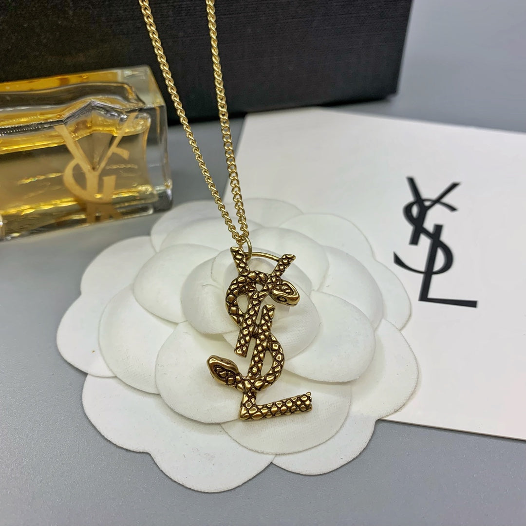 YSL Necklace, Gold Gilt & Black Enamel Matisse Heart