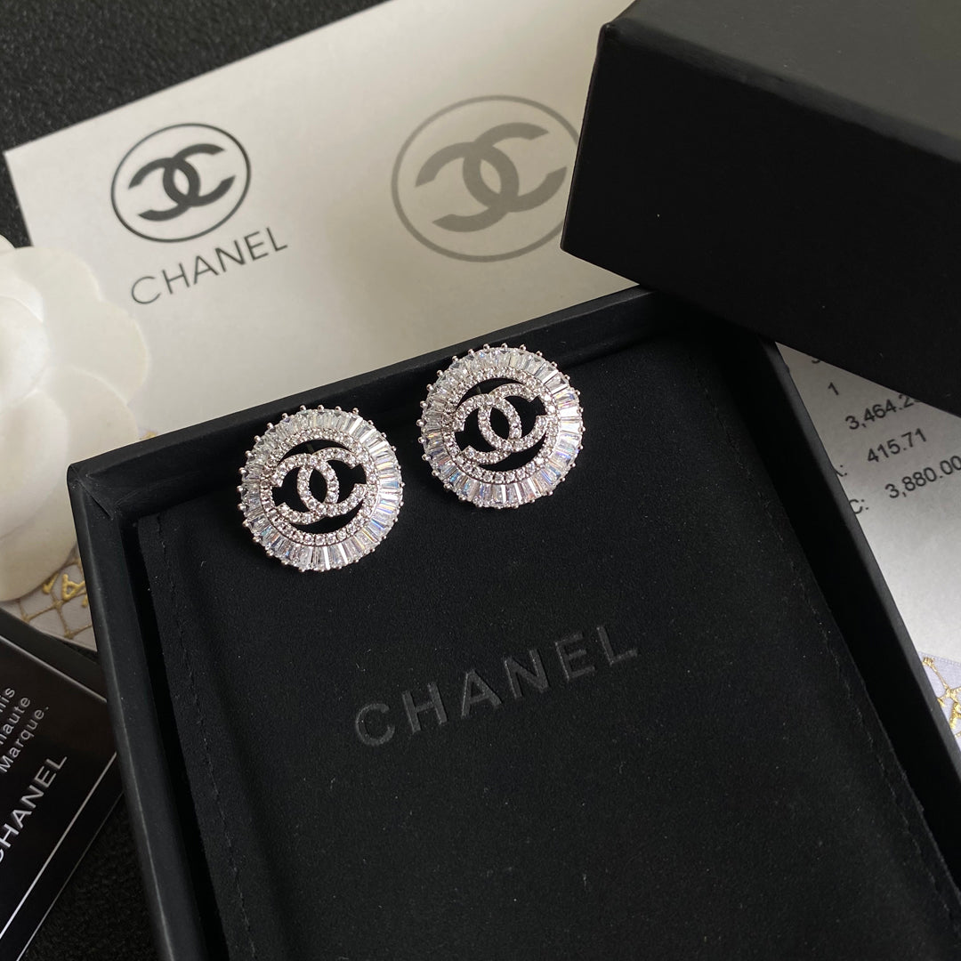 Chanel Style Zircon Logo Earrings - A Timeless Glamorous Addition to Y – El  blin-blín